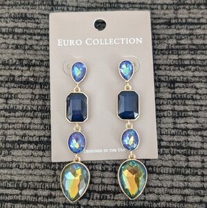 Blue Crystal Drop Earrings